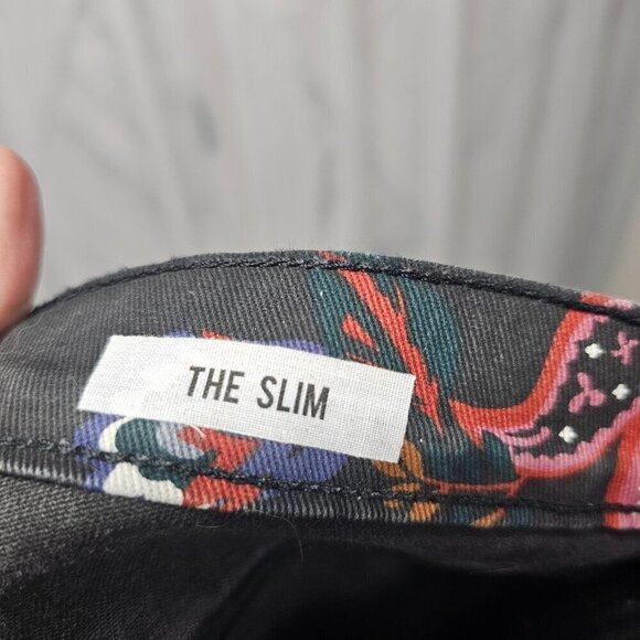 Kensie Black Floral Boho Distressed Grunge Hippie Slim Ankle Jeans 4/27 - Picture 9 of 12